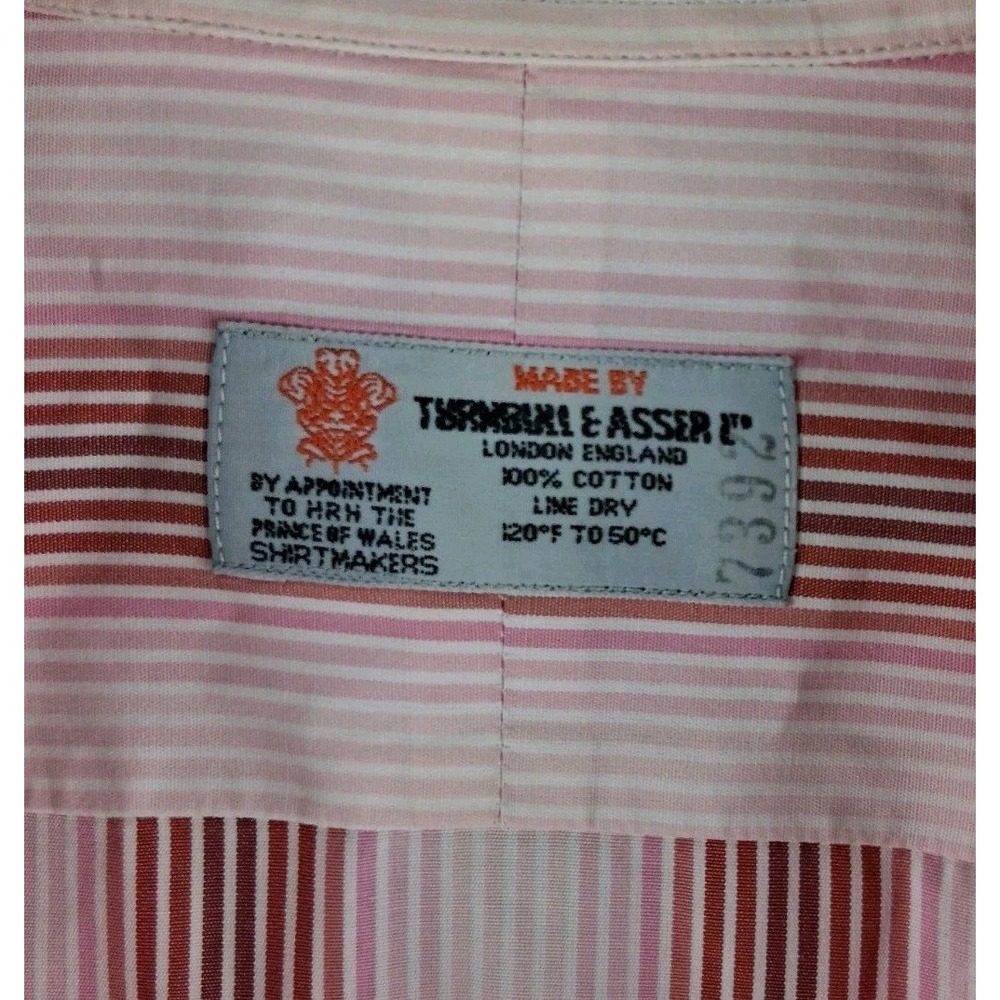 Turnbull & Asser 2XL French Cuff Dress Shirt Size 18 Red Pink White XXL London - Picture 3 of 6